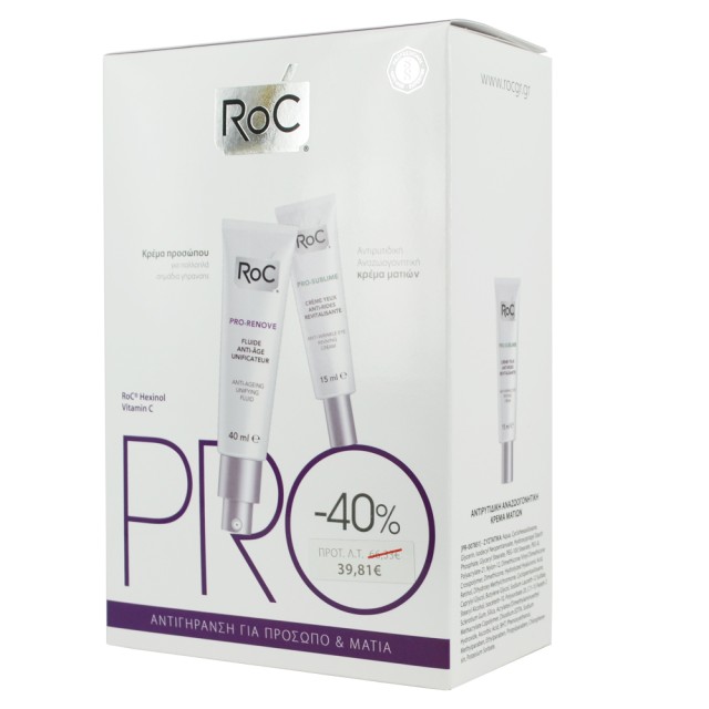 ROC Pro-Renove Κρέμα Αντιγήρανσης Λεπτόρρευστης Υφής 40ml + Pro-Sublime Αντιρυτιδική Κρέμα Ματιών 15ml