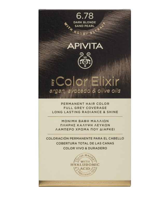 Apivita My Color Elixir kit Μόνιμη Βαφή Μαλλιών 6.78 ΞΑΝΘΟ ΣΚΟΥΡΟ ΜΠΕΖ ΠΕΡΛΕ