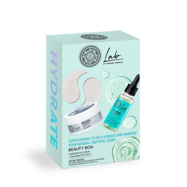 Natura Siberica Set Lab Biome Beauty Box Hydrate με Hydration Face Serum Ενυδατικός Ορός Προσώπου 30ml + Hyaluronic Eye Patches Επιθέματα Ματιών 60τμχ