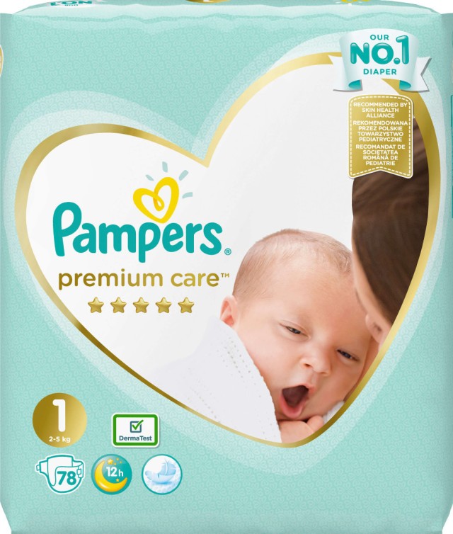 Pampers Premium Care Πάνες Μέγεθος 1 Newborn 2-5 κg 78 Πάνες