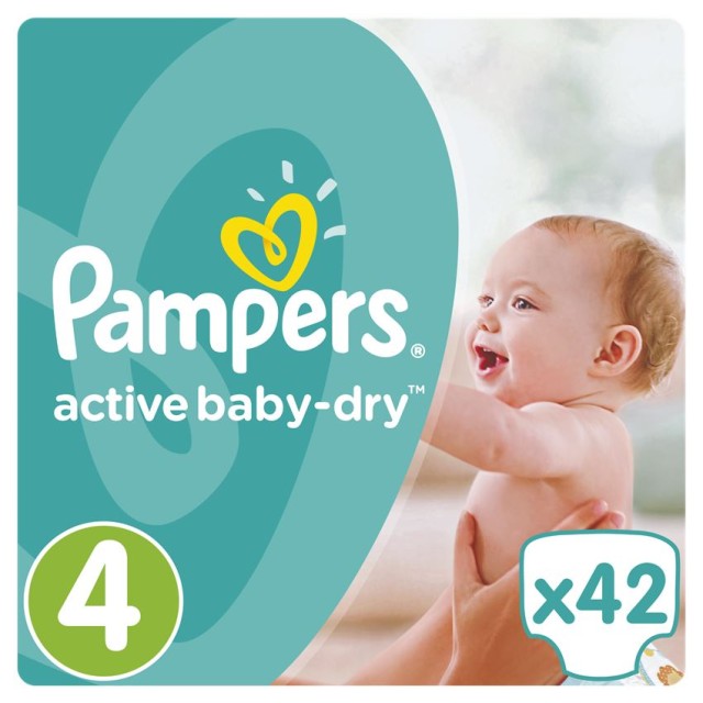 PAMPERS Active Baby-Dry No.4+ (8-14Kg) 42 Πάνες
