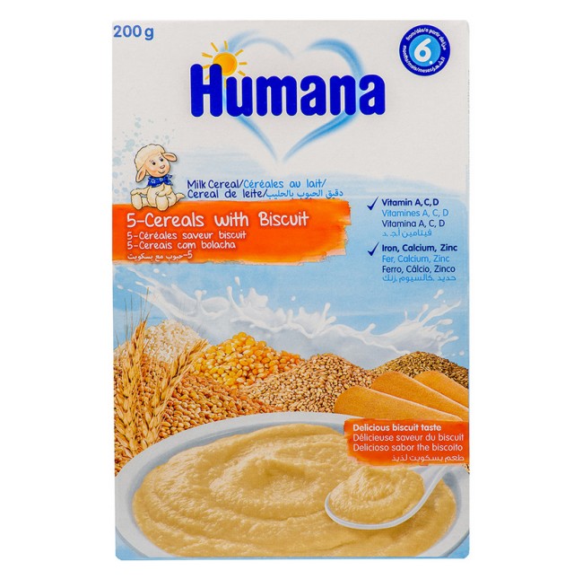 Humana Κρέμα 5 δημητριακά & μπισκότο (από τον 6ο μήνα) 200gr