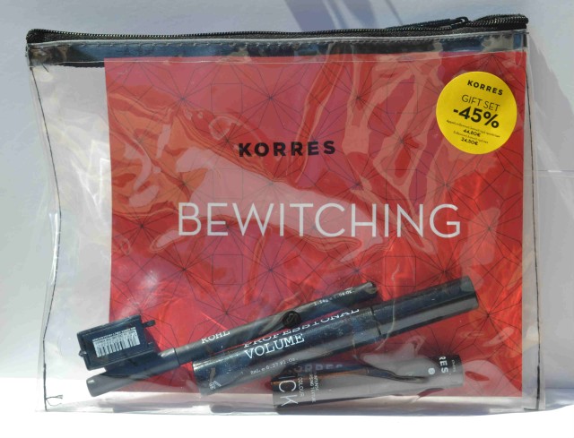 KORRES BEAUTY IN A BAG:BLACK VOLKANIC MINERALS MASCARA 01 BLACK 8ML& PROFESSIONAL KOHL EYELINER 01 BLACK 1,14GR & GUAVA LIPSTICK 1,8ML