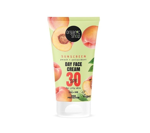 Organic Shop Sunscreen Day Face Cream SPF30 Αντιηλιακό Προσώπου με Ροδάκινο 50ml