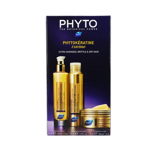 Phyto Set Phytokeratine Extreme Exceptional Cream 30ml + Exceptional Shampoo 50ml + Exceptional Mask 50ml