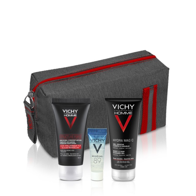 Vichy Homme Set Structure Force 50ml + Δώρο Vichy Homme Hydra Mag C 100ml + Vichy Mineral 89 4ml + Νεσεσέρ Κόκκινο