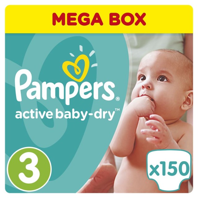 Pampers Active Baby-Dry No.3 (5-9Kg) 150 Πάνες