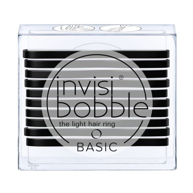 Invisibobble Basic Light Hair Ring True Black Λαστιχάκια Μαλλιών με Χρώμα Μαύρο 10τμχ
