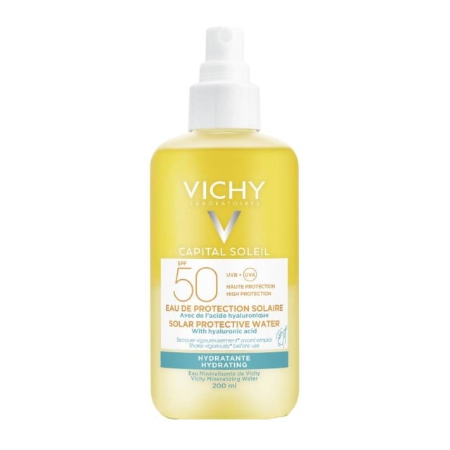 Vichy Capital Soleil Protective Water Hydrating SPF50 Αντηλιακό Νερό Υψηλής Προστασίας με Υαλουρονικό Οξύ 200ml