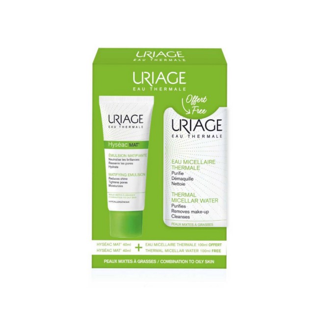 Uriage Set Hyseac Mat Matifying Emulsion 40ml & ΔΩΡΟ Eau Micellaire Thermale Νερό Ντεμακιγιάζ 100ml