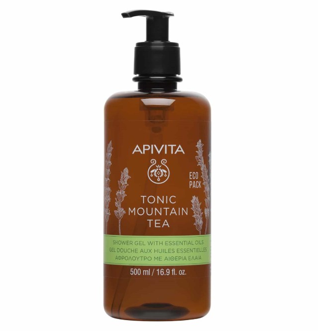 Apivita Tonic Mountain Tea Shower Gel Αφρόλουτρο με Αιθέρια Έλαια 500ml