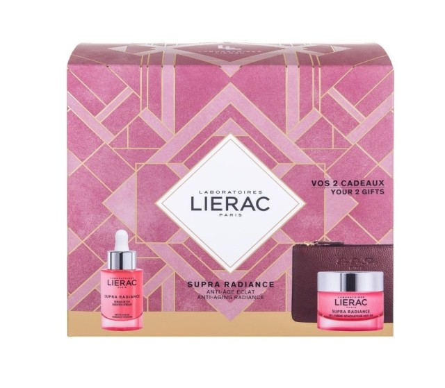 Lierac Set Supra Radiance Serum 30ml & ΔΩΡΟ Supra Radiance Anti-Ox Gel Cream 50ml & ΔΩΡΟ Δερμάτινο Πορτοφόλι