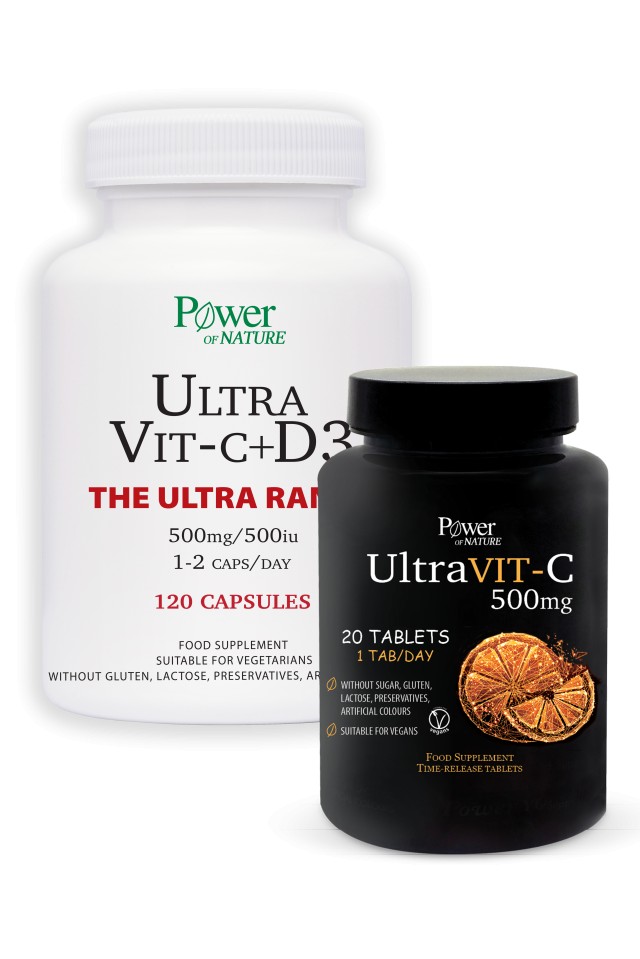 Power Health Set Ultra Vit-C + D3 The Ultra Range 500mg 120caps + Ultra Vit-C 500mg 20tabs